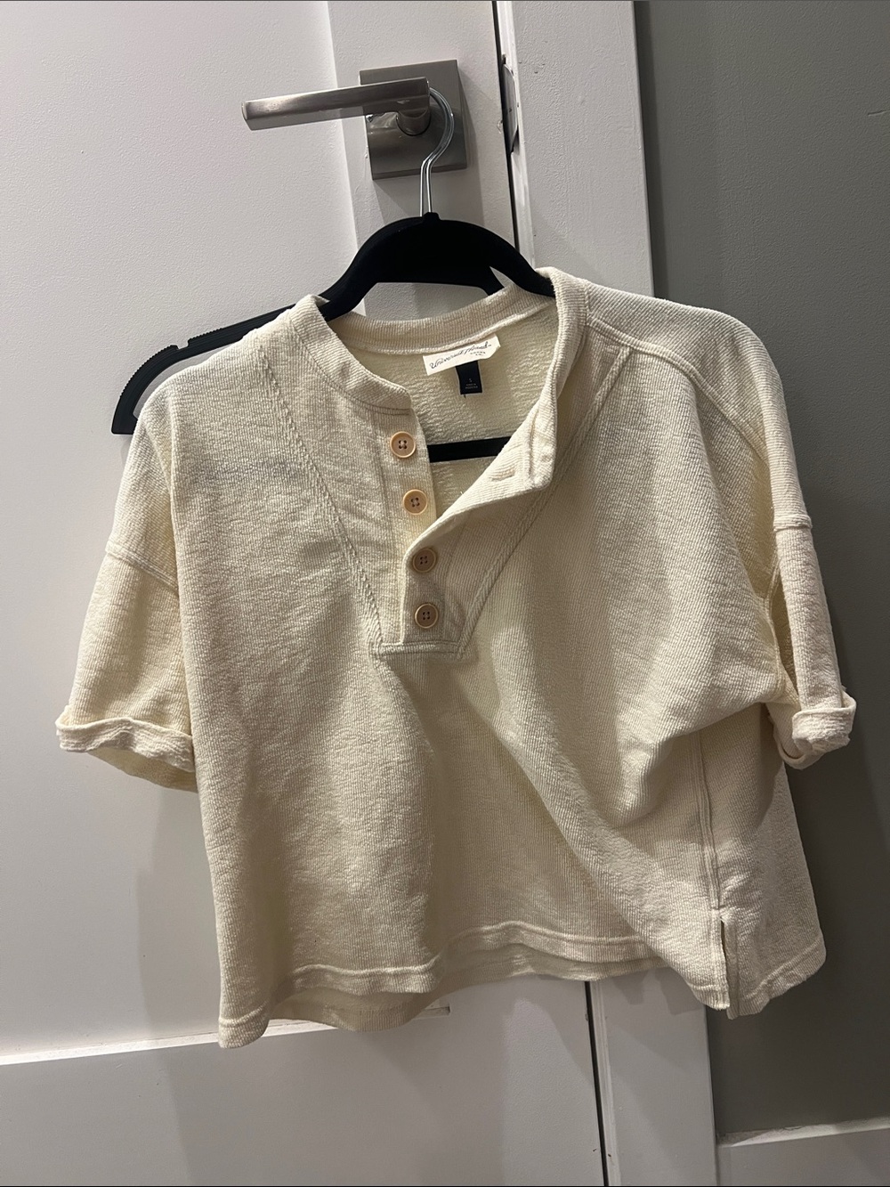 Cream Button-Front Woman’s Henley Top